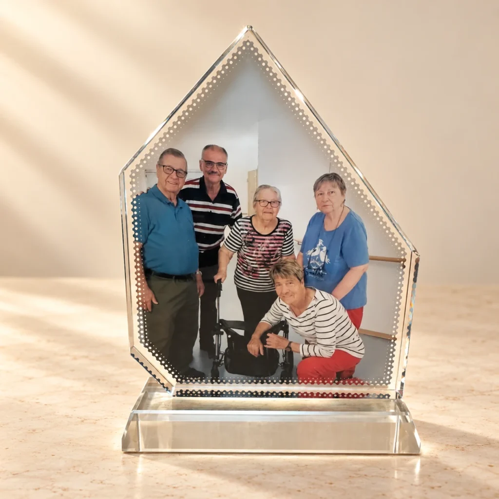 Familienfoto auf Glas